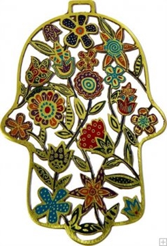 תמונה של חמסה מאלומיניום בחיתוך לייזר "פרחים" (צבעוני) - יאיר עמנואל