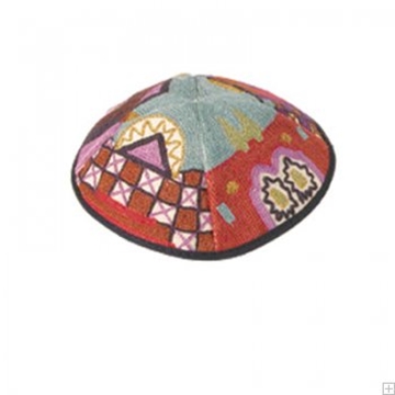 תמונה של כיפה רקומה בעבודת יד "ירושלים העתיקה" (צבעוני) - יאיר עמנואל