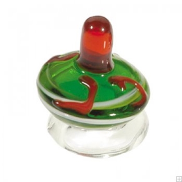 תמונה של סביבון מזכוכית עם תושבת (ירוק ואדום) - יאיר עמנואל 