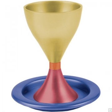 תמונה של גביע קידוש מאלומיניום עם תחתית (זהב - אדום) - יאיר עמנואל