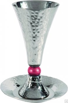 תמונה של גביע קידוש מאלומיניום עם תחתית וחרוז (אדום) - יאיר עמנואל