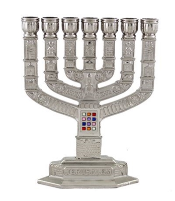 תמונה של מנורה ממתכת מצופה ניקל "ירושלים העתיקה"