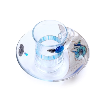 תמונה של סט מים אחרונים קטן מזכוכית "רימונים" (כחול) - לילי אומנות