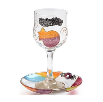 תמונה של גביע קידוש מזכוכית "רימונים" (צבעוני) - לילי אומנות