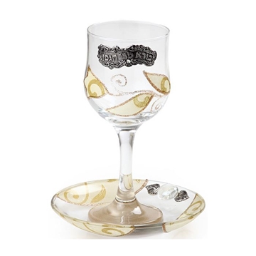 תמונה של גביע קידוש מזכוכית "פרחים" (לבן) - לילי אומנות