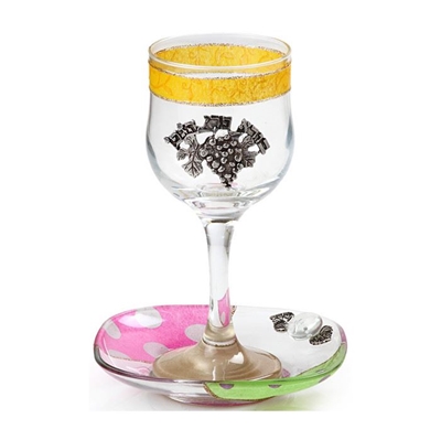 תמונה של גביע קידוש מזכוכית "גפן" (צבעוני) - לילי אומנות