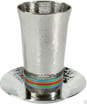 תמונה של גביע קידוש מניקל עם תחתית חמישה צבעים (צבעוני) - יאיר עמנואל
