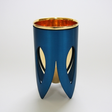 תמונה של גביע קידוש מניקל וזהב 24 קראט (כחול וזהב) - קיסריה ארט