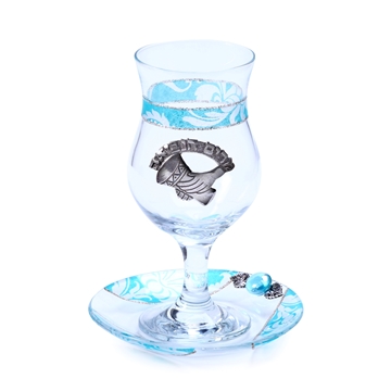 תמונה של כוס מרים ותחתית מזכוכית (כחול) - לילי אומנות